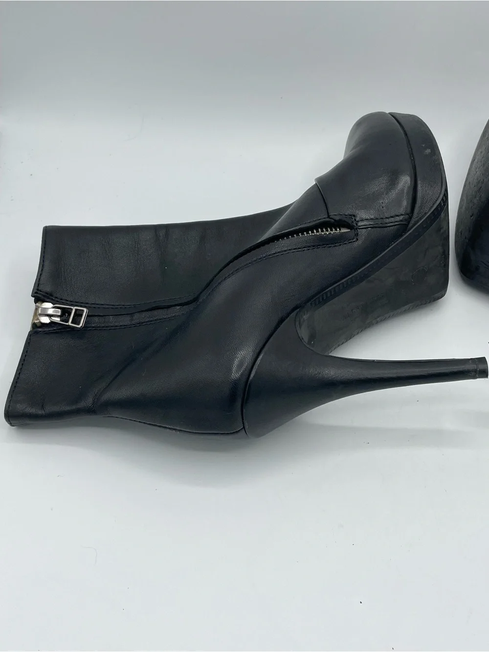 AllSaints Black Leather Platform Stiletto Ankle Boots